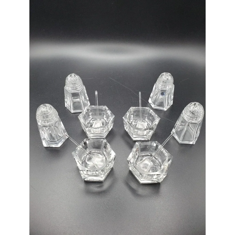 Vtg 4 Open Salts w/Glass Spoons + 4 Glass Salt Shakers in/Original Box Never Use